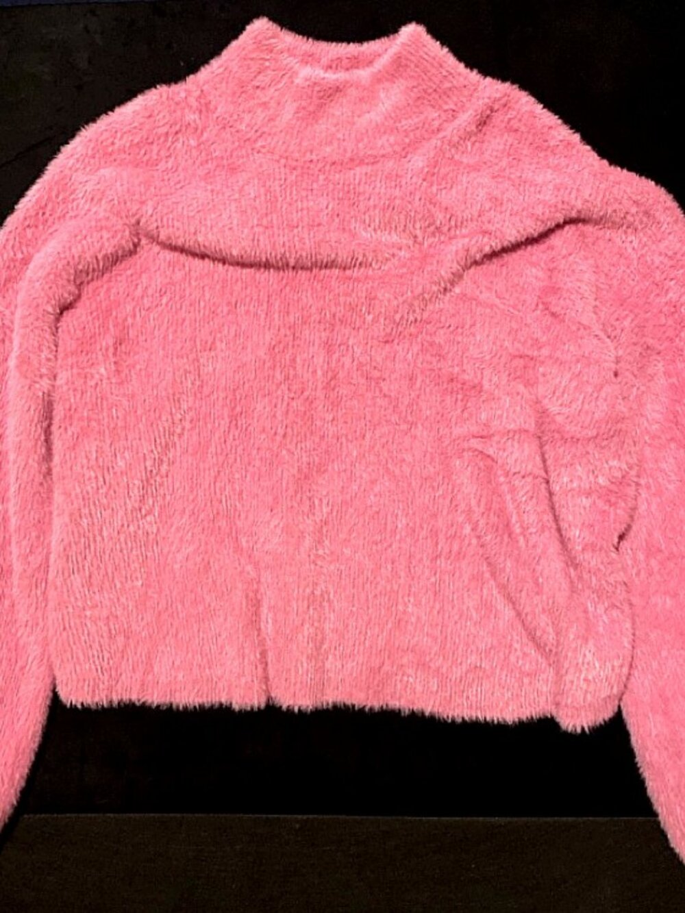 Truth By Republic Fuzzy Sweater Pink Mock Neck Eyelash Knit L